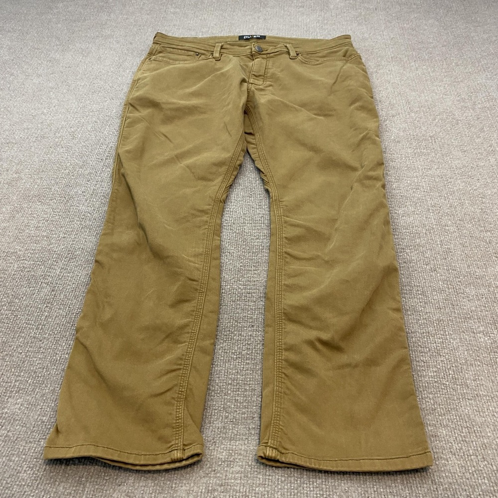 DUER Chino Pants Mens 38x30 Brown N2X Relaxed Taper Denim Stretch Casual Pockets